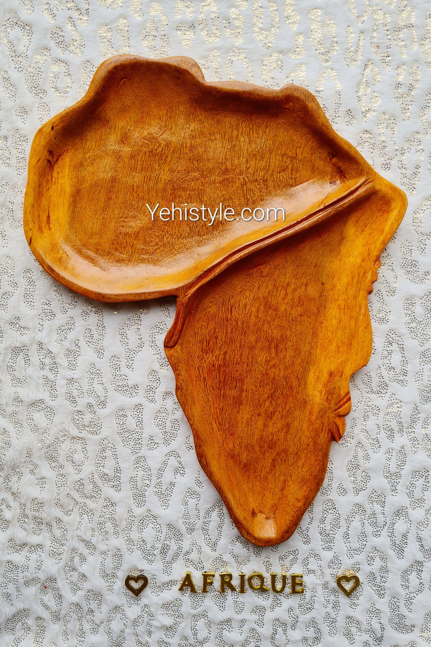 Assiette en bois Afrique - Visage Sculpté