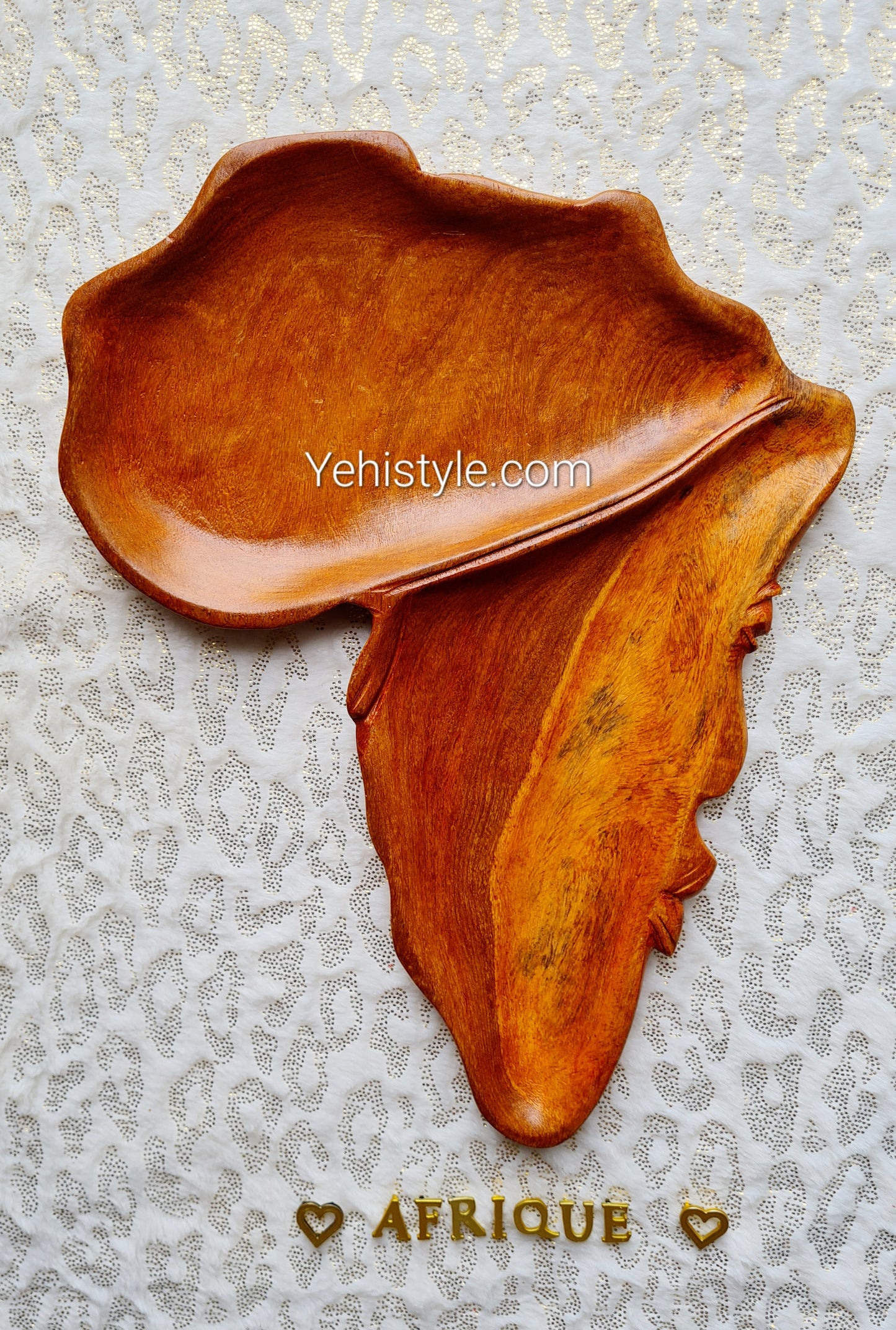 Assiette en bois Afrique - Visage Sculpté