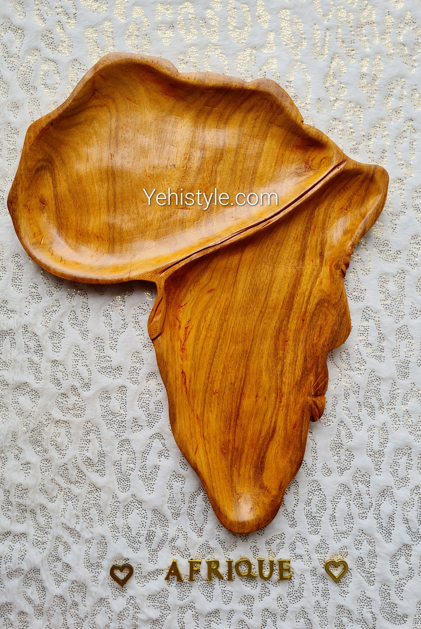 Assiette en bois Afrique - Visage Sculpté