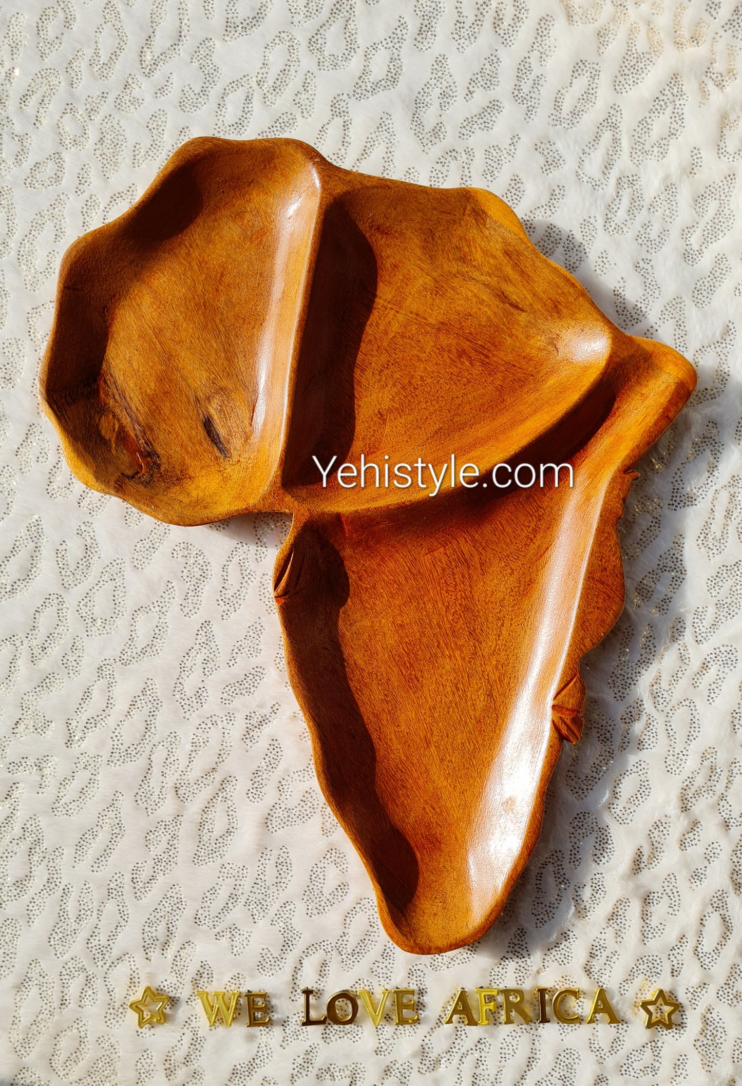 Assiette en bois Afrique - 3 compartiments avec visage sculpté