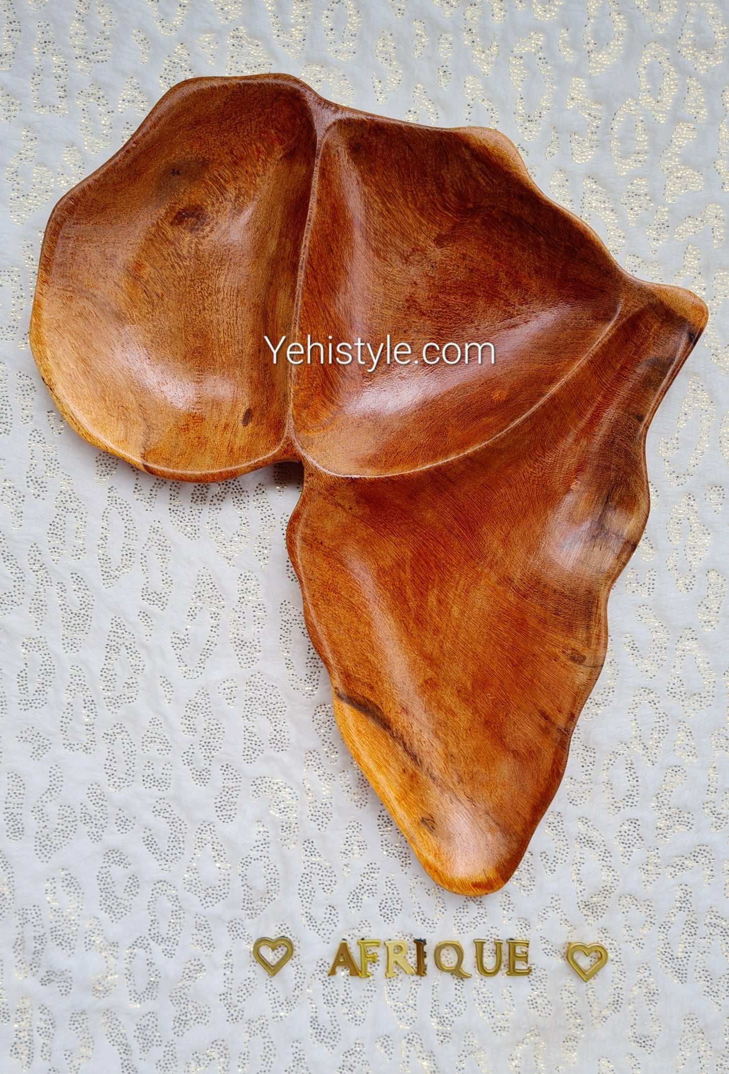 Assiette en bois Afrique - 3 compartiments
