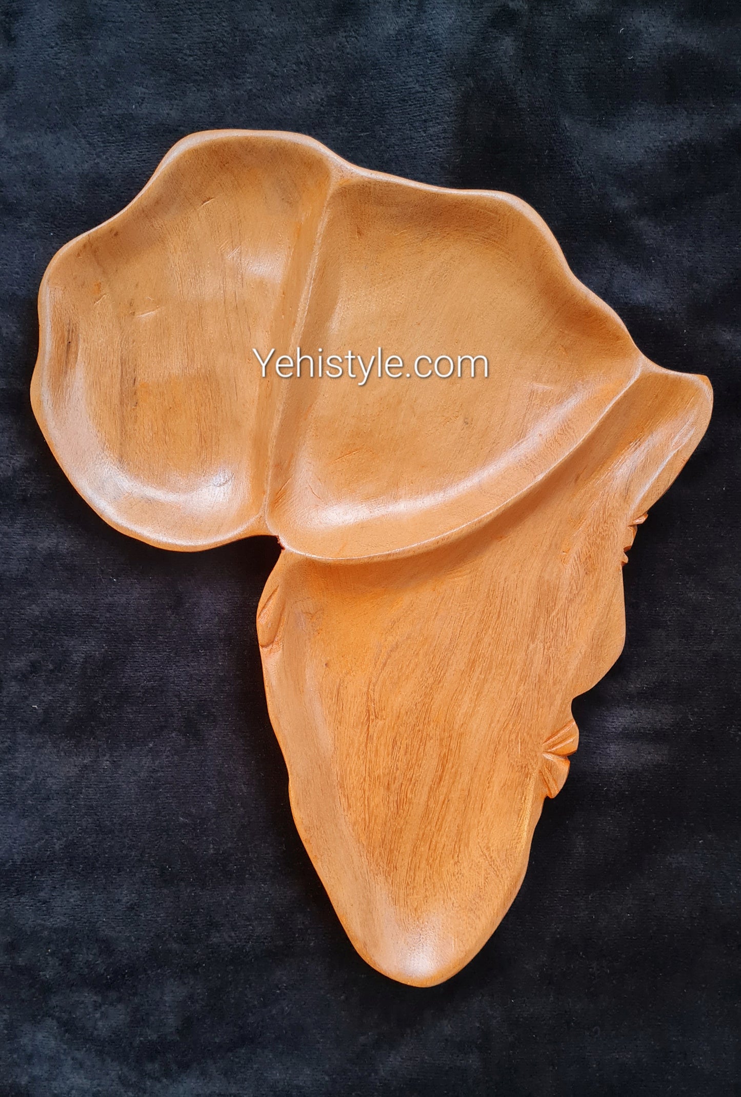 Assiette en bois Afrique - 3 compartiments avec visage sculpté